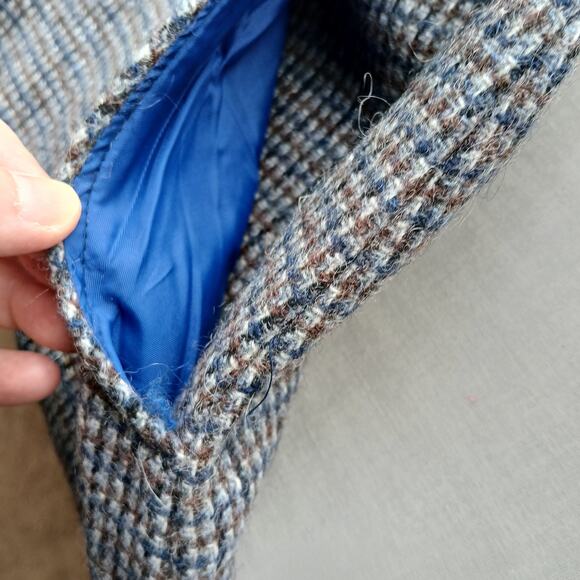 Vintage Wool Pencil Skirt 15/16 maxi houndstooth pockets matching tie belt - Picture 7 of 13